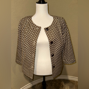 Talbots cream, brown, gold A-line jacket‎ sz 6